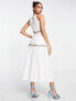 Фото #3 товара Hope & Ivy halter neck midaxi embroidered dress in ivory