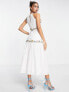 Hope & Ivy halter neck midaxi embroidered dress in ivory