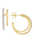 ფოტო #1 პროდუქტის Crystal Double Row C-Hoop Post Earrings