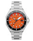 ფოტო #1 პროდუქტის Men's Dumas Automatic Tangerine with Silver-Tone Solid Stainless Steel Bracelet Watch 44mm