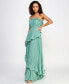 Juniors' Strapless Ruffled Tiered Pleated Gown