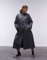 Topshop tailored car trench coat in charcoal