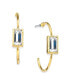 ფოტო #2 პროდუქტის 14K Gold-tone Square Crystal Open Hoop Stainless Steel Post Small Earrings