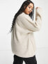 Only Curve ribbed crew neck jumper in beige