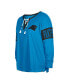 Фото #2 товара Women's Blue Carolina Panthers Plus Size Lace-Up Notch Neck Long Sleeve T-shirt