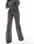 Фото #3 товара Edited crochet look trouser co-ord in black and cream stripe