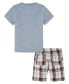 ფოტო #2 პროდუქტის Little Boys Rocket Short Sleeve T-shirt and Prewashed Plaid Shorts