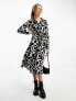 Vero Moda belted shirt maxi dress in mono geo print