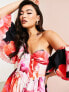 ASOS LUXE one shoulder puff sleeve mini dress with corset detail in floral print 34 - фото #11