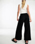 River Island Petite wide leg dad trouser in black