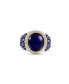 Lapis Lazuli Gemstone Sterling Silver Men Signet Ring with Enamel