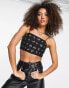 & Other Stories heavily embellished cami crop top in black