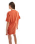 ASOS DESIGN oversized mini t-shirt dress in rust Красный, 34 - фото #3