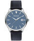 ფოტო #1 პროდუქტის Men's Swiss Calendoplan Blue Leather Strap Watch 40mm