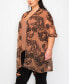 Фото #3 товара Plus Size Dragon Print Mesh Roll Sleeve Kimono Top