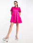 Whistles Aubrey tiered mini trapeze dress in bright pink