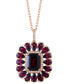 ფოტო #4 პროდუქტის EFFY® Rhodolite (7-1/5 ct. t.w.) & Diamond (1/6 ct. t.w.) Halo 18" Pendant Necklace in 14k Rose Gold