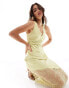 Pretty Lavish lace trim slip maxi dress in young wheat