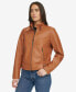 ფოტო #19 პროდუქტის Women's Faux Leather Latch Collar Racer Jacket