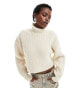 Фото #1 товара Monki cropped high neck jumper in light beige melange