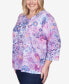 Фото #4 товара Plus Size Lavender Fields Triple Knotted Neck Watercolor Floral Top