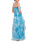 Women's Printed Pleated Ruffled Gown