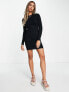 Pieces ribbed mini jumper dress in black