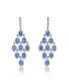 Elegant Chandelier Earrings in Sterling Silver with Rhodium Plating, Featuring Emerald Round Cubic Zirconia