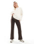 Mamalicious Maternity over the bump ribbed knit wide leg cropped kick flare trouser co-ord in brown melange