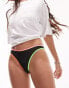 Фото #2 товара Topshop mix and match neon trim high leg bikini bottoms in black