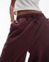 Topshop acid wash wide leg jogger in burgundy