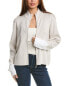 Forte Cashmere Contrast Trim Zip Mock Cardigan Women's