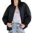 Фото #2 товара Scoop Women's Oversized Satin Bomber Jacket with Rouched Sleeves Black Small 4-6