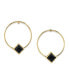 14K Gold-tone Diamond Shape Crystal Hoop Stainless Steel Post Small Earrings