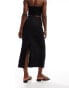 Фото #3 товара River Island linen wrap pencil skirt in black