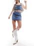 Фото #1 товара Miss Selfridge denim micro mini skirt in mid blue wash