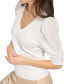 Фото #3 товара Women's Puff-Sleeve V-Neck Sweater