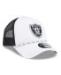 ფოტო #2 პროდუქტის Men's White/Black Las Vegas Raiders Court Sport Foam Front A-Frame 9FORTY Adjustable Trucker Hat