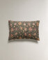 Cushion cover with floral embroidery