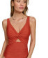 Women's Shirred Keyhole Detail One-Piece Swimsuit