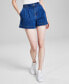 ფოტო #1 პროდუქტის Women's High Rise Pleat-Front Denim Shorts, Created for Macy's