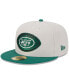 ფოტო #1 პროდუქტის Men's Stone/Green New York Jets 2024 Sideline Historic 59FIFTY Fitted Hat