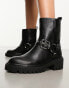 Stradivarius biker boot with buckle detail in black Черный, 35 - фото #1