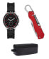 ფოტო #1 პროდუქტის Men's Quartz Black Silicone Strap Watch 50mm Gift Set