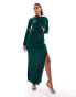 Фото #1 товара ASOS DESIGN plisse drape cut out detail midi dress in bottle green