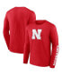 Фото #4 товара Men's Red Nebraska Huskers Double Time 2-Hit Long Sleeve T-shirt