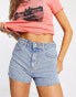 Фото #2 товара Topshop denim comfort stretch Mom shorts in bleach