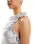 Фото #2 товара Lioness shiny one shoulder mini dress in grey