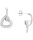 Heart Charm Hoop Earrings in Sterling Silver or 14k Gold over Sterling Silver, .92"