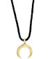 ფოტო #2 პროდუქტის EFFY® Men's Moon Symbol Leather Cord 20" Pendant Necklace in 18k Gold-Plated Sterling Silver